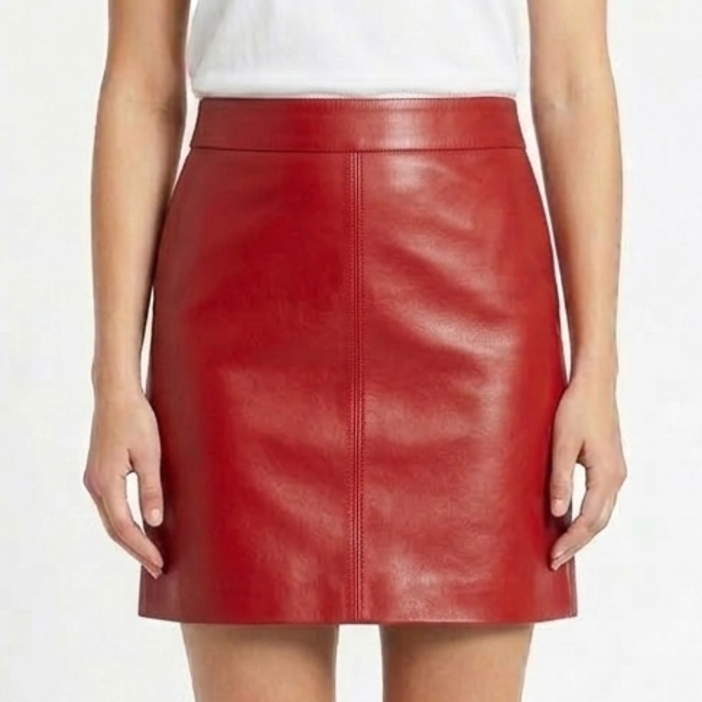 Vintage Red Leather Mini Skirt - Women's Size S - Indie Sleaze Punk Grunge Club